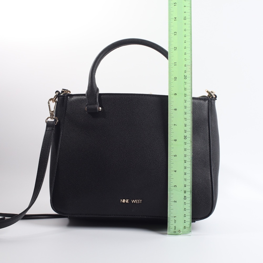Nine West Black Pebbled Satchel Crossbody Bag Gold Hardware - Picture 4 of 7